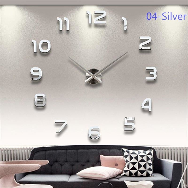 Living Room Acrylic Mirror Wall Clock Creative Simple Clock Diy Large Size Digital Wall Sticker Clock