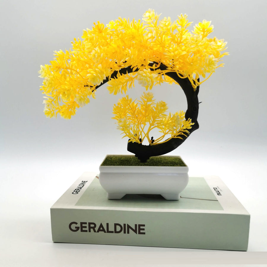 Artificial Plant Potted Moon Camellia Small Tree Bonsai Indoor Furnishings